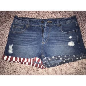American Flag Denim Shorts